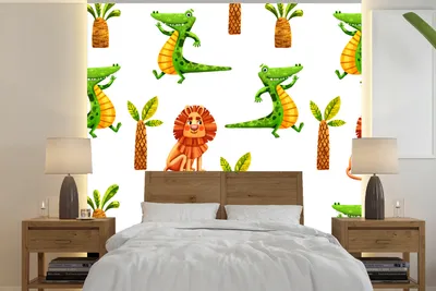 Produktbild von Wandbild - Fotowandbild Dschungel - Tiere - Palmen - Breite 240 cm x Höhe 240 cm
