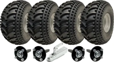 Zdjęcie produktu dla 22x11.00-8 Open Centre P308 Zestaw przyczepy ATV Koła Osie i zaczep Udźwig 620 kg