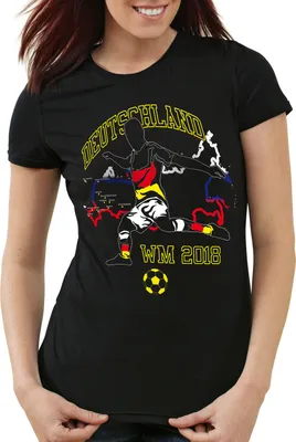 Produktbild von style3 WM 2021 2022 Deutschland Damen T-Shirt Fußball Weltmeisterschaft Trikot Germany, Farbe:Schwarz, Größe:L