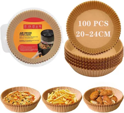 Produktbild von Airfryer Backpapier, Hei?luftfritteuse Backpapier Rund 100 Stš¹ck, 20-24CM Air Fryer Baking Paper, Wasserdicht ?lfest Antihaft Einmalig Baking Paper, fš¹r Hei?luftfritteuse, Mikrowelle