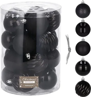 Obrázek produktu pro Vánoční baňky černé mix - 6cm, sada 20ks