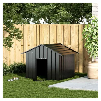 Produktbild von Stahlhundehütte mit Dach - Anthrazit, 131x101x102 cm