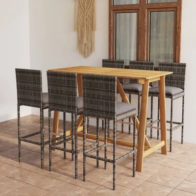 Imagen del producto de Conjunto de jardín de 7 piezas "The Living Store" con cojines, color gris