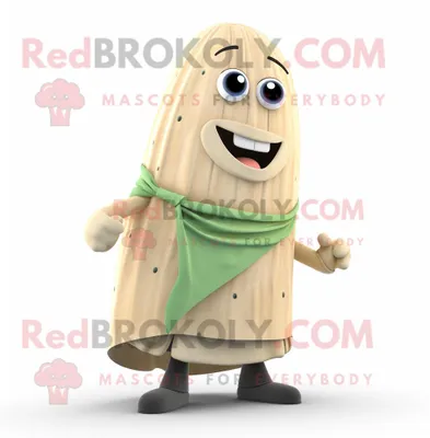 Produktbild von Beigefarbenes REDBROKOLY Gurken Maskottchen Kostüm gekleidet in eine Strickjacke und Krawatten