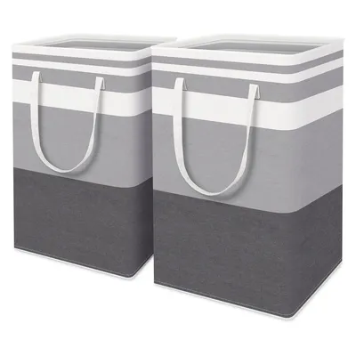 Produktbild von 2 Stück Wäschekorb 75 Liter Wäschesammler Wäschebox Stoff Wäschesack Wäschetruhe mit Griffen