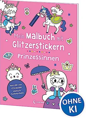 Immagine prodotto di Il mio libro da colorare con adesivi glitterati - Principesse