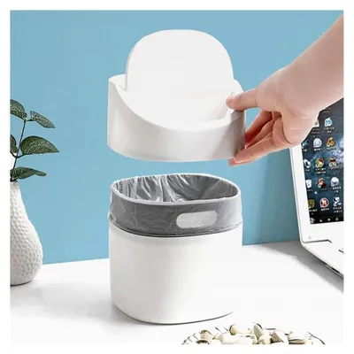 Produktbild von Mini Mülleimer, Tischabfalleimer mit Deckel, geeignet für Wohnzimmer, Schlafzimmer, Badezimmer, Büro und Auto, Kunststoff (2L)