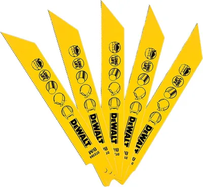 Image de Lot de 5 lames de scie sabre BIM pour la coupe du bois avec métal DEWALT Métaux, fibre de verrre, cornieres