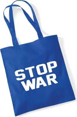 Produktbild von Huuraa Jutebeutel Stop War 10 Liter Bright Royal Baumwolle Tasche Geschenkidee