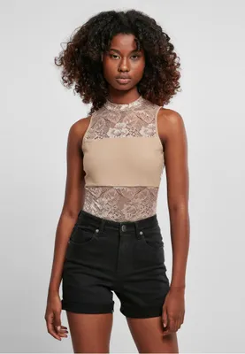 Zdjęcie produktu dla Urban Classics Ladies - Body z elastycznymi sznurowadłami miękkie taupe - XS