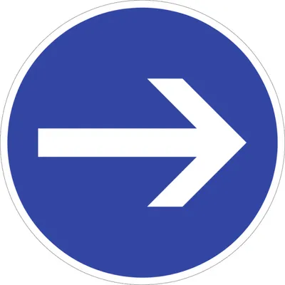 Produktbild von Verkehrsschild VZ211, Vorgeschriebene Fahrtrichtung hier rechts, Alu, RA1, Ø ...