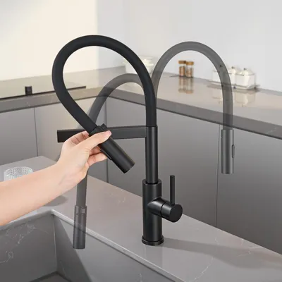 Produktbild von Wasserhahn Küche Magnetisch Schwarz, 2 Strahlarten Flexibel, 360° Drehbar Spültischarmatur, 304 Edelstahl Küchenarmatur Cecipa Einhandmischer