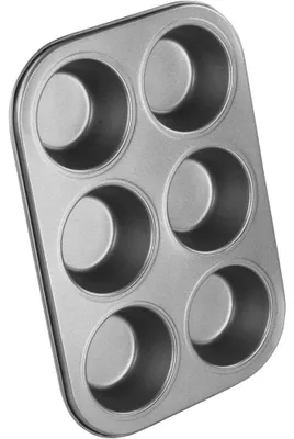 Produktbild von Muffinform Muffinblech Cupcakeform - 6 Muffins - Kohlenstoffstahl - Antihaftbeschichtung - Grau