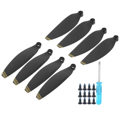 Produktbild von Fahrrad Propeller Set für DJI Mavic Mini, 8 Stück Leichtbau Rotorblätter Schwarz Gold, Ersatzflügel Drohnen Zubehör mit Schrauben & Schraubendreher
