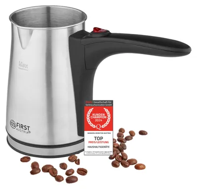 Produktbild von TZS First Austria Türkischer Kaffeekocher, 350ml, 800W, Espressokocher, Mokkakocher, Edelstahl, Elektrisch Kaffeekocher, türkische Kaffeemaschine