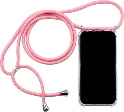 Obrázek produktu pro Ochranné pouzdro s řetízkem na mobilní telefon pro Apple iPhone 11 Pro Max 6,5" s nastavitelnou délkou Tenké pouzdro Outdoorové pouzdro na mobilní telefon z TPU Nárazuvzdorné Extra ochrana Lehké růžové pouzdro