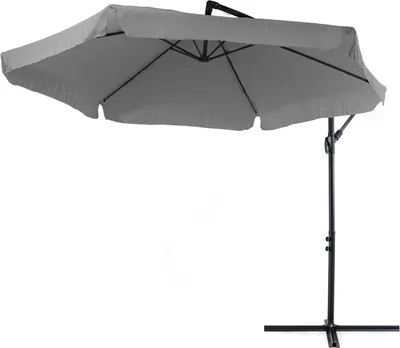Produktbild von di volio Garten Sonnenschirm EMPOLI Ampelschirm mit Kurbelvorrichtung UV-Schutz Wasserabweisende Bespannung Sonnenschirm Schirm Gartenschirm Marktschirm - Grau