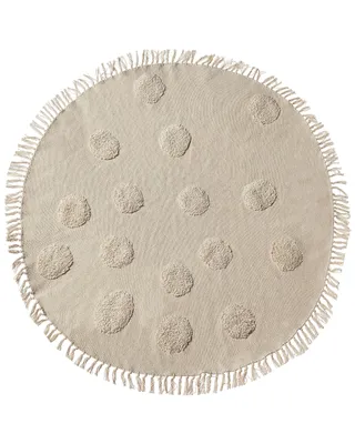 Produktbild von BELIANI Teppich Mehrfarbig Baumwolle Rund ø 140 cm Geometrisches Muster Fransen Handgetuftet Boho Kurzhaar Fußbodenheizung Geeignet Wohnzimmer