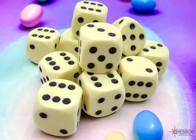 Produktbild von Chessex - Opaque - 12x D6 16mm - Pastel Yellow/Black