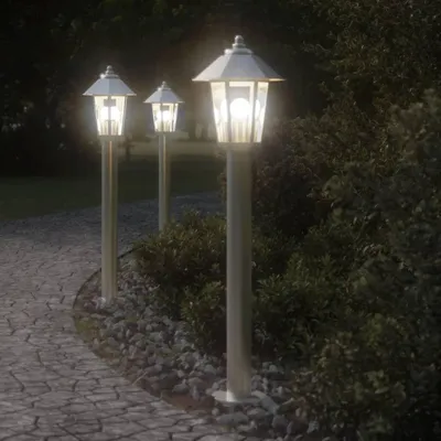 Image de vidaXL Lampe d'allée argentée 80 cm acier inoxydable