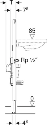 Obrázok produktu pre Geberit Duofix Waschtisch-Element 1120 mm für Standarmatur mit 2 Wasserzählerstecken