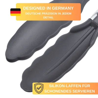 Produktbild von Thiru, Servierzange mit Silikon Laffen und Aufhängeöse, hitzebeständig bis 200°C, 27 cm