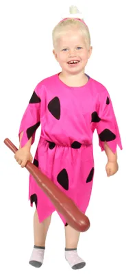 Produktbild von pinkes Steinzeit Mädchen Kostüm für Fasching und Karneval Paarkostüm Partnerkostüm Kinder, Größe:110/116