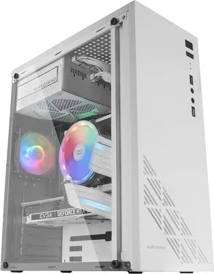 Produktbild von Weißes Desktop PC Gehäuse mit RGB Lüfter für ATX, Micro ATX, Mini ITX