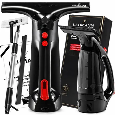 Zdjęcie produktu dla Myjka elektryczna do okien LEHMANN SARGO Ściągaczka do okien ze spryskiwaczem, odurzacz do okien, myjka elektryczna do wysokich okien wydajna na 100m2