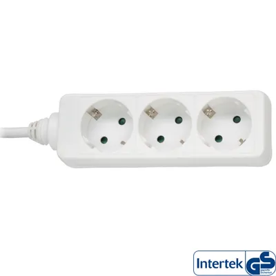 Produktbild von InLine Steckdosenleiste, 3-fach Schutzkontakt, weiß, 1,5m, 1,5 m, 1,5 mm², Weiß, Kunststoff, 3 AC-Ausgänge, 310 g