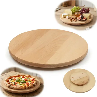 Obrázek produktu pro Dřevěné otočné prkénko | průměr 30 cm | kulaté pro servírování předkrmů sýrová dekorativní deska na pizzu