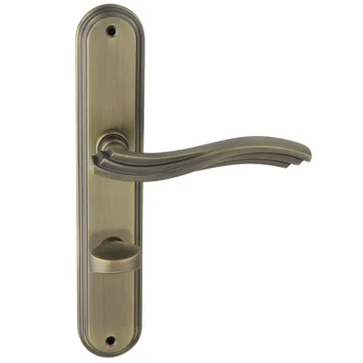Produktbild von DOMINO Türgriff 78 Drückergarnitur WC - Badezimmer Set | Links & Rechts Türbeschlag für WC/Badezimmertüren | L-Form | Türbeschläge aus Znal |Bronze Türdrückergarnitur| MALTA M3 MAT