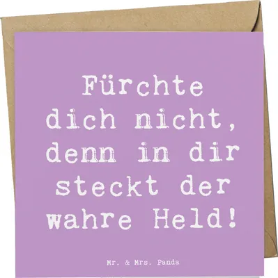 Produktbild von Mr. & Mrs. Panda Glückwunschkarte Spruch Ängste vor Monstern besiegen - Lavendeltraum - Geschenk, Vertrauem, Grußkarte, Trost, Ermutigung, positivity, Klappkarte, Kinder