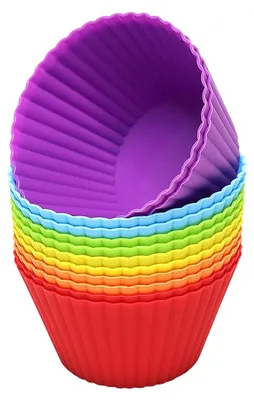 Produktbild von Silikon Backformen Muffin Cupcake 12er Set Antihaft 9 cm 6 Farben