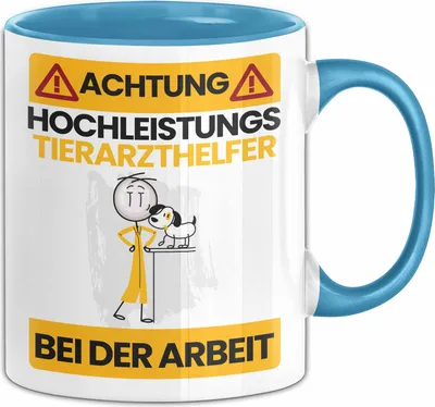 Produktbild von Tierarzthelfer Tasse Geschenk Lustiger Spruch Geschenkidee für Tierarzthelfer Achtung Hochleistungs Tierarzthelfer Bei Der Arbeit (Blau)