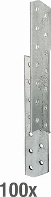 Image de Alberts 837433 Ancrage de pannes chevron, gauche, galvanisé sendzimir, 32 x 32 x 210 mm, set de 100 pièces