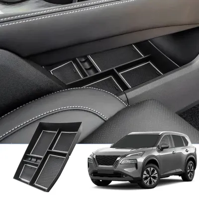 Image de Boîte de rangement pour console centrale, compatible avec Nissan X-Trail T33, modèles 2022-2026, en plastique ABS, de couleur blanche
