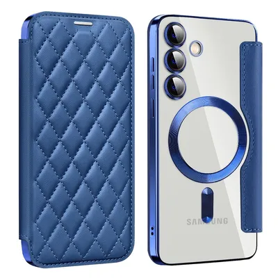 Produktbild von Für Samsung Galaxy S24 360 Grad Full Body Magsafe RFID Anti Datenklau Kunst Leder Hülle Tasche Smart Cover