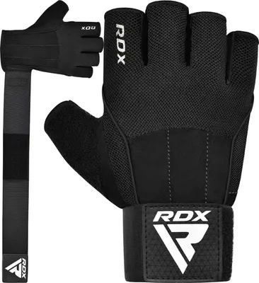 Produktbild von RDX Gewichtheben Handschuhe, 15-Zoll lange Unterstützung Strap Anti-Rutsch-Handfläche Schutz mit 3 Handgelenk Ausrichtung Platten, Powerlifting Deadlifting Bodybuilding, Übung Gym Fitness Workout Training, Männer Frauen