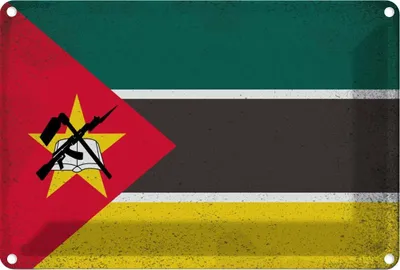Produktbild von vianmo Blechschild 12x18 cm Mosambik Mozambique Vintage Flagge Fahne Wappen
