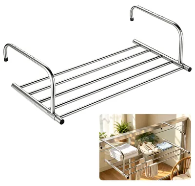 Klappbarer Teleskop-Wäscheständer 42-66 cm, Edelstahl, silber