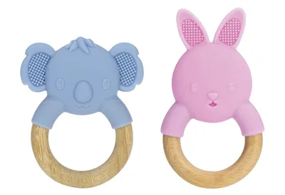 Produktbild von Nuby NV06011 Bunny AND Koala Silikon-Beißring, 3 - 6 Monate, BPA-frei