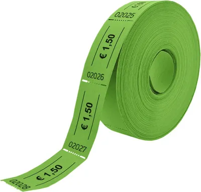 Produktbild von CombiCraft Grüne Euro-Wertmarken Rolle – 1,50 €  - 5 Rollen á 1000 Abrisse