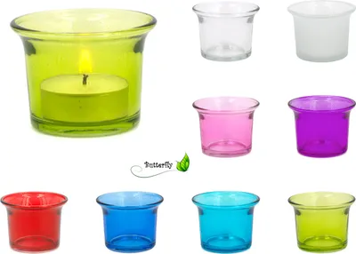 Produktbild von Teelichtgläser geschwungen 63x45 mm, Set 4 Stück, Farbauswahl:maigrün 550 / lindgrün / hellgrün