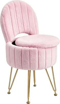 Produktbild von Schminkhocker mit Rückenlehne klappbar Stauraum Schminkstuhl Hocker Schlafzimmer 33x33x71 cm rosa