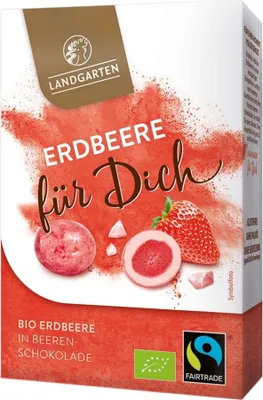 Produktbild von Landgarten | Erdbeere für Dich, Erdbeere in -Fairtrade Schokolade | 1er Pack (90g)