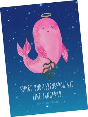 Produktbild von Mr. & Mrs. Panda Postkarte Sternzeichen Jungfrau - Sternenhimmel Blau - Geschenk, Grußkarte, Meerjungfrau, Ansichtskarten, Postkarten, Jungfer, Ansichtskarte, einzelkarte