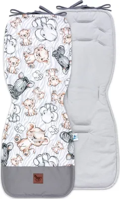 Produktbild von Pepi Sitzauflage für Buggy Kinderwagen mit Samt Sitzeinlage Sommerbezug Doppelseitig Baby Kissen Matratze Safari Grau