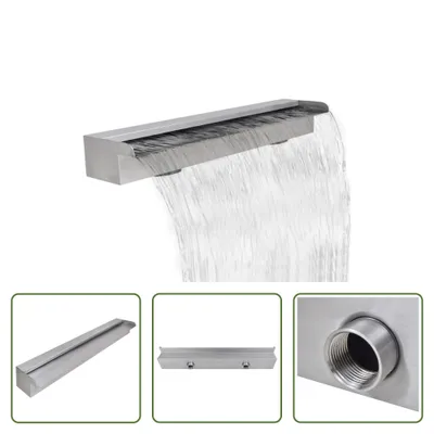 Immagine prodotto di The Living Store Fontana a cascata per piscina rettangolare in acciaio inox 90 cm