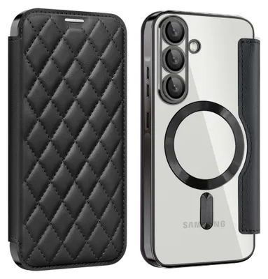 Image de Coque MagSafe pour Samsung Galaxy A57 / A37 5G avec protection RFID, motif losange, noir